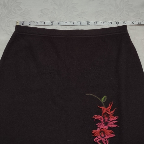 Rickie Freeman Teri Jon embroidered wool knitwear maxi skirt chocolate brown - Picture 6 of 11